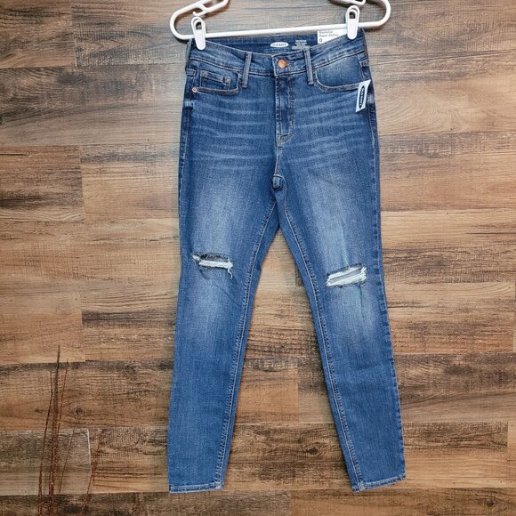 Old Navy Jeans Size 0 Rockstar Super Skinny High Rise Tummy Control Ripped NWT - Picture 1 of 10